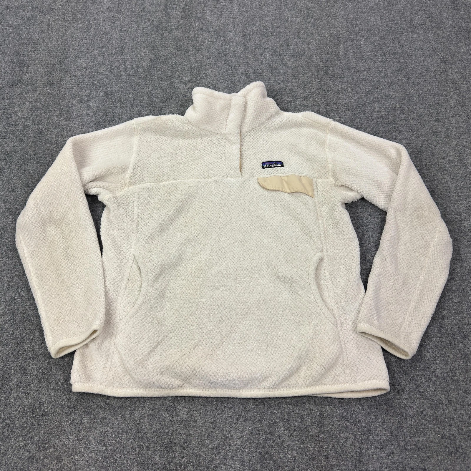 Patagonia Fleece Jacket Womens Large White Snap Pullover Polartec Thermal Lined