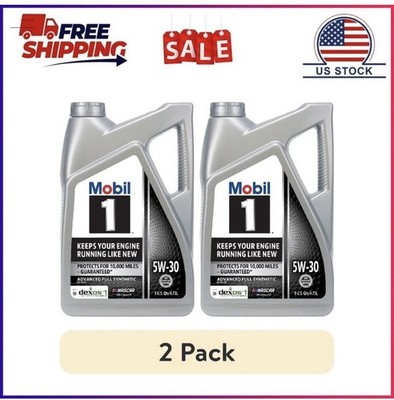 (2 pack) Mobil 1 Advanced Full Synthetic Motor Oil 5W-30, 5 Quart