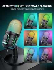 Gaming Microphone, USB Computer Microphone for PC, Mac, PS4/5, Condenser Podc...