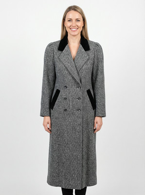 Traders Point Women's Vintage Grey Double Breasted Wool Suede Coat Size M