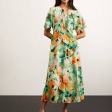 Hobbs London Limited Rosemoor Floral Print Silk Midi Dress size 6