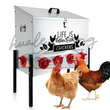 Extra-Large Chicken Feeder 95 lb with 10 No-Waste Ports   Galvanized Metal Poult