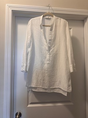 ZARA Women's Notched Split Neck Hi-Low Tunic Blouse Size Medium