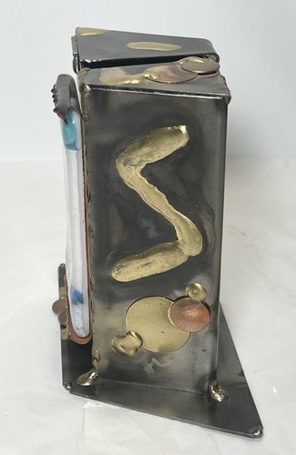 Vintage Gary Rosenthal Hebrew Metal & Glass Tzedakah Pushke Jewish Charity Box - Picture 3 of 12