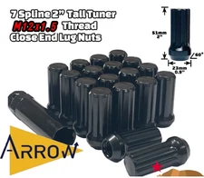 24 PCS 2" 12X1.5 BLACK SPLINED TUNER RACING LUG NUTS FIT: CHEVROLET/GMC MODELS