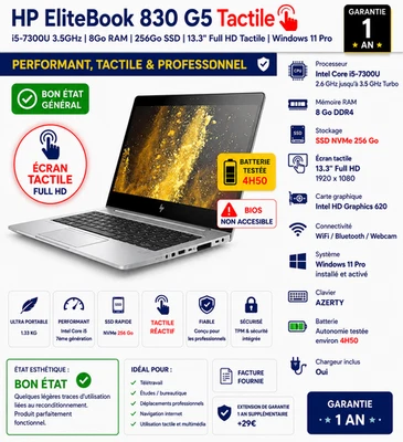 HP EliteBook 830 G5 · i5-7300U · 8GB · 256GB