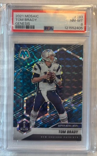 2021 PANINI MOSAIC TOM BRADY GENESIS PARALLEL PSA GEM NM-MINT 8!