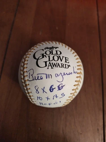 Bill Mazeroski Signed Gold Glove Baseball 3 Inscriptions JSA