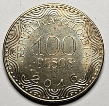 2016 Colombia 100 Pesos - Colombian - Brass Plated Steel - World Coin 