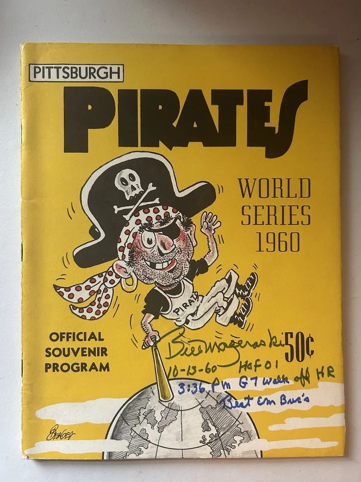 Bill Mazeroski Pirates 6 INSCRIPTIONS 1960 World Series Autographed Game Program - Image 2 of 4