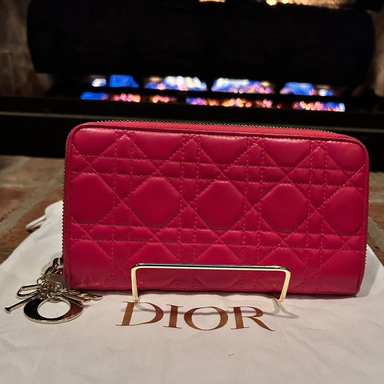 Dior — Christian Dior Fuchsia Long Zip Wallet With Charms