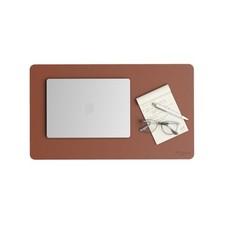 Smead Desk Pad, Vegan Leather Desk Mat with Non-Slip Small 23.6"x13.7" Brown