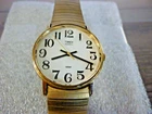 VINTAGE TIMEX QUARTZ WATCH MENS WHITE DIAL EZ READ GOLD TONE NEW BATTERY