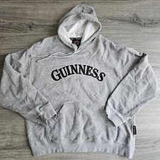 Guinness Beer Grey Fleece Lined Hoodie Sweatshirt Mens XL Official Merchandise