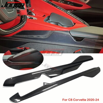 Real Carbon Console Side Panels Strip Trim For Corvette C8 Z06 Z51 Coupe 2020-26