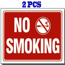 2 Pcs " No Smoking " 9" x 12" Red  White Flexible Plastic Sign BAZIC S-15
