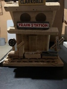 ClarkDale Train Station Bird House 10" Novelty ,Detailed and Hand Made