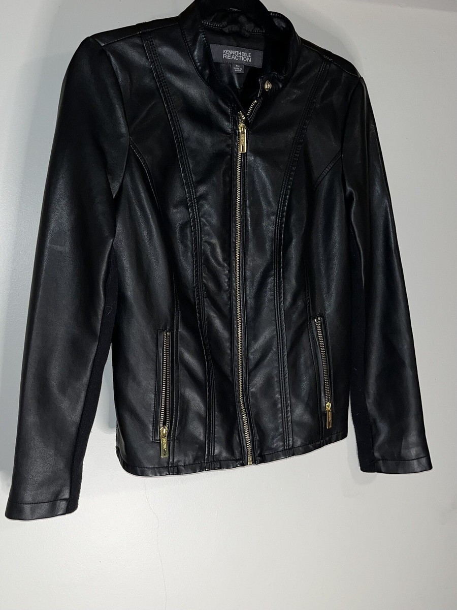 Kenneth Cole Reaction Women's Classic Zip Up Faux Leather Black
