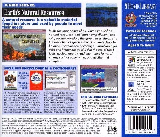 Zane: Junior Science: Earth's Natural Resources (Win/Mac) - NEW CD in SLEEVE - Image 3 of 3
