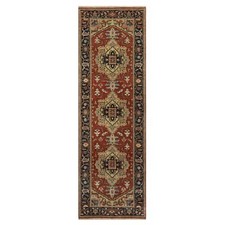 2'6" x 8' Ruby Red Hand Knotted Heris Revival New Zealand Wool Runner Rug R91240