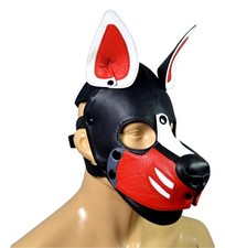 Leather dog mask Pet play hood puppy mask Costume Dog Hood Removable Muzzle