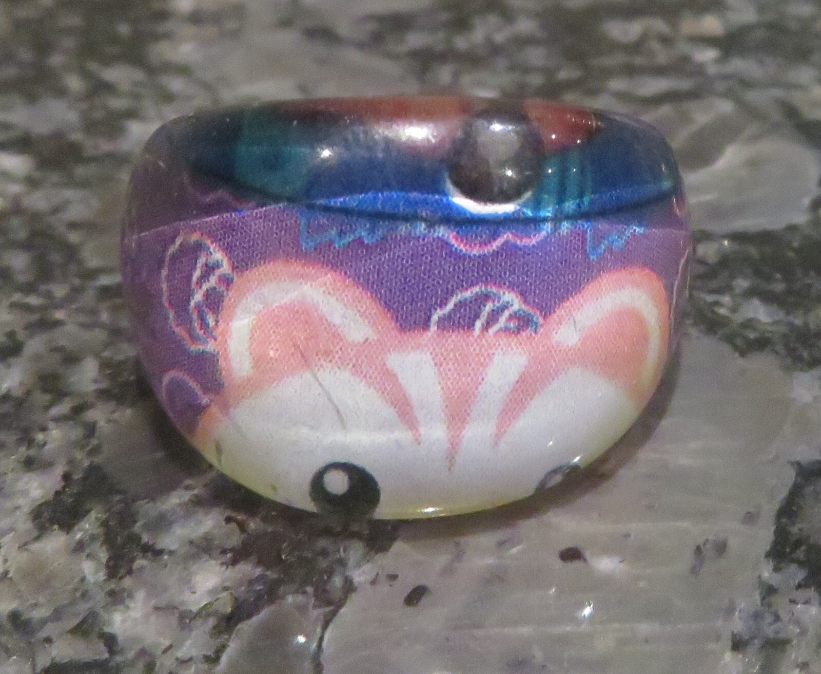 Set of 6 Resin Murano Style Childs Rings Different Colours, Patterns.