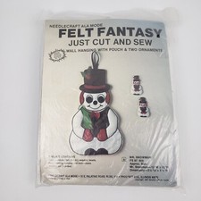 Felt Fantasy Mr. Snowman Kit Wall Hanging  Two Ornaments 1987 Cut  Sew NEW VTG
