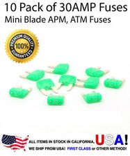 Premium 10 Pack 30 AMP Automotive APM ATM Mini Blade Fuses 30A