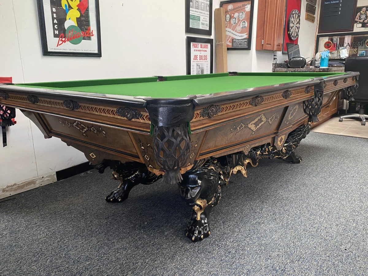 9' J.M. Brunswick & Balke Co.'s - The Monarch - Antique Pool Table - Circa  1882