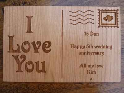 Personalisierte Holz Postkarte Valentinstag Karte