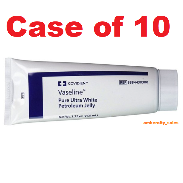 Vaseline Pure Ultra White Petroleum Jelly Kendall 3.25 oz. (Case of 10) USA  Made