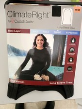 ClimateRight Cuddl Duds Women's Long Sleeve Crew Top Brand New Black Sz M Grid