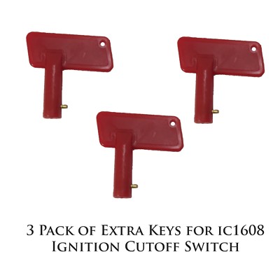 3 Pack Of Extra Removable Keys For IC1608 Ignition / Battery Cutoff Switch