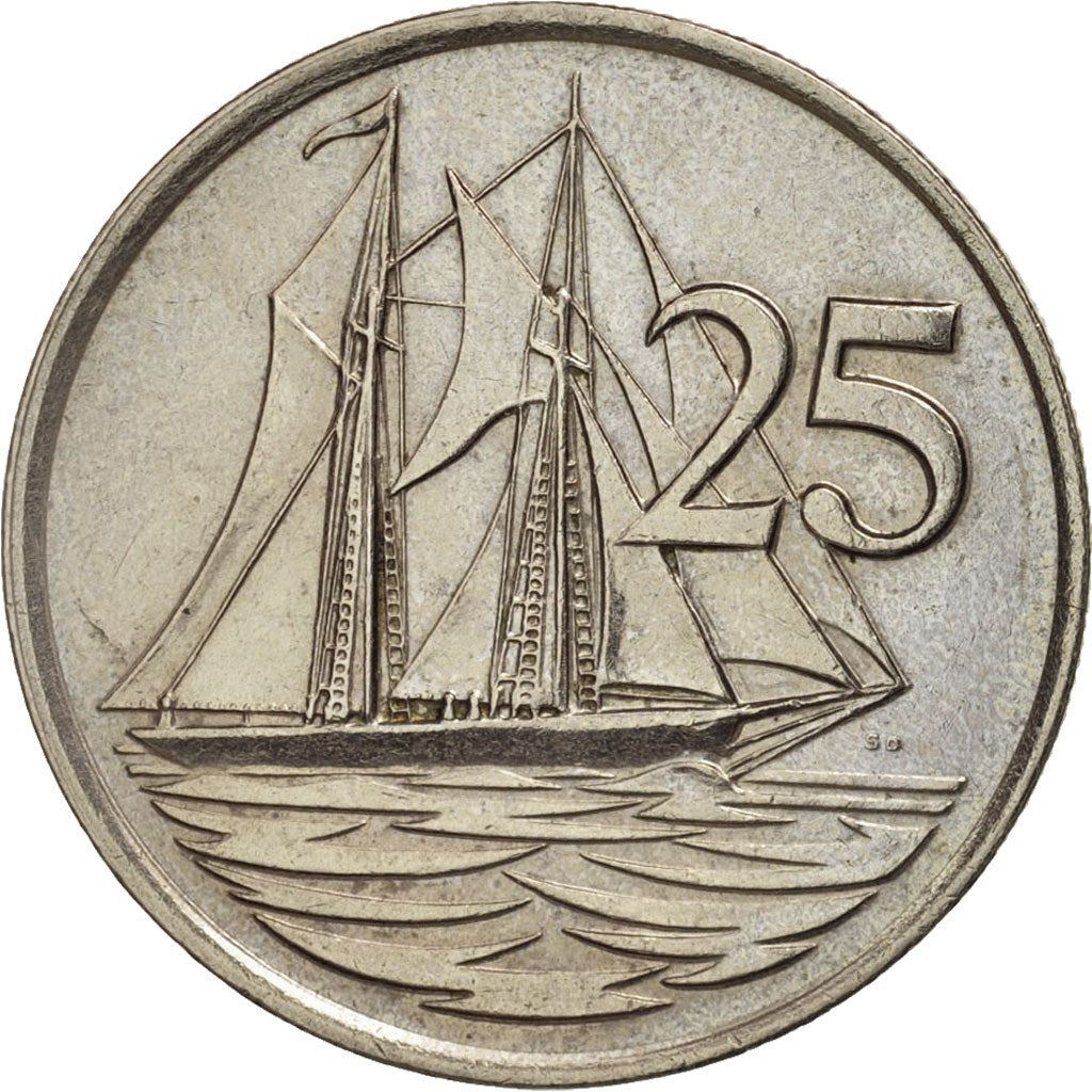Cayman Islands | 25 Cents Coin | Schooner 