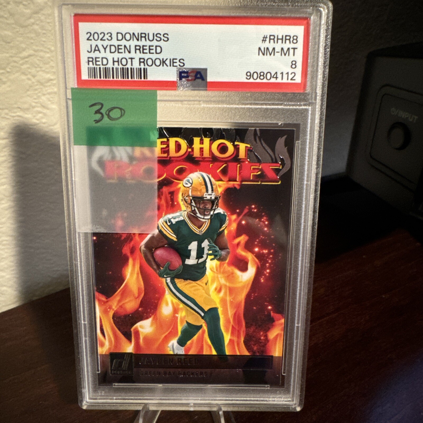 2023 Donruss Jayden Reed RED HOT ROOKIES PSA 8