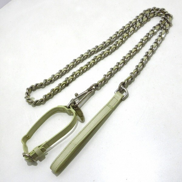 Chanel Ivory Dog Collar 28cm & Chain Leash 120cm Set W/Box H5 eBay