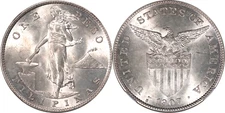 USA Philippines 1907-S Silver Peso NGC MS-63