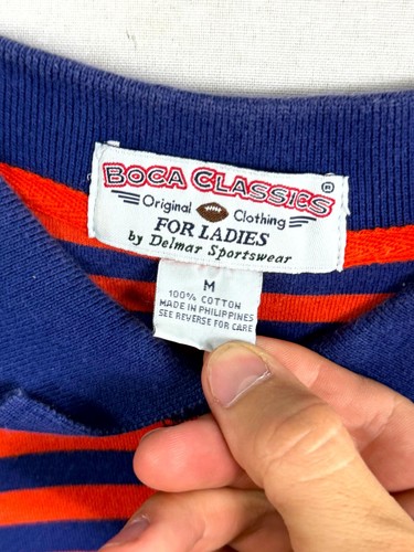 Boca Classics Polo Shirt Womens Medium Blue Striped Florida Gators Long Sleeve - Picture 7 of 9
