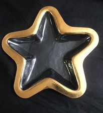 Annieglass Star handcrafted signed numbered crackle gold rimmed bowl