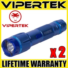 (2) VIPERTEK BLUE VTS-T03 Heavy Duty Metal Stun Gun Self Defense Wholesale Lot