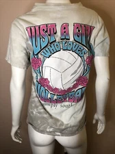 Simply Southern Women's Just A Girl Who Loves Volleyball Tie Dye T shirt sz S