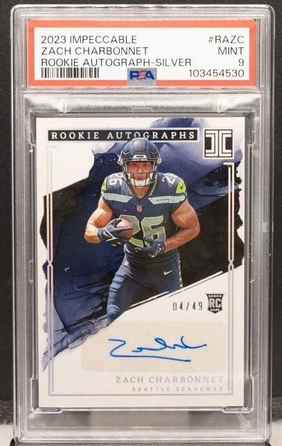 Zach Charbonnet Panini Impeccable Rookie Autographs #RAZC Silver