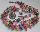 Vintage Multi Strand Color Shell Choker necklace Pink Blue Japan 15" — photo 3