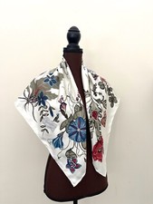 New Gucci Scarf Kris Knight Floral GG Logo Ivory Silk Wrap with Gucci Gift Box