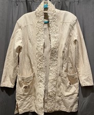 Fitz Clothing Company Cotton Open Trench Coat Jacket Cream Ivory White Size Xl