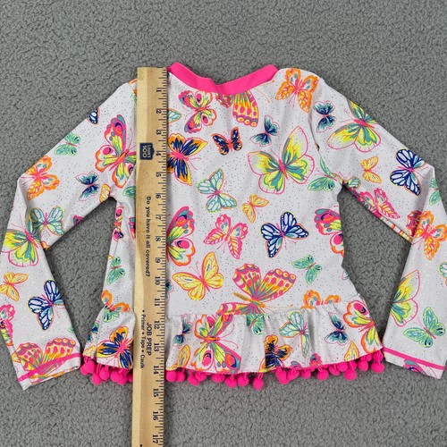 Betsey Johnson Girl's Swim Top Long Sleeve Rash Guard Butterfly Colorful Kids - Picture 5 of 7