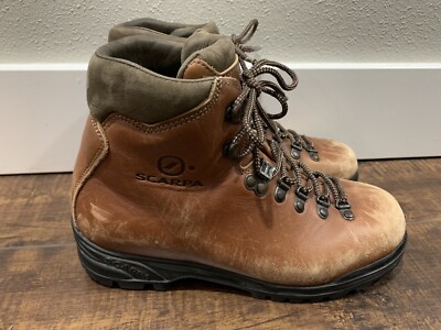 Scarpa Brown Leather Hiking Mountaineering Boots Size EU US Made  Italy
