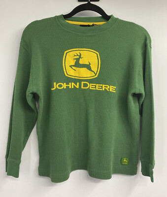 Boys John Deere Green Long Sleeve Thermal Shirt Size 10-12