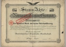 Kolej Dolnołużycka, Berlin – AKCJA ZAŁOŻYCIELSKA ponad 1000 marek – z 1898 roku!