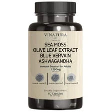 VINATURA Organic Sea Moss Blue Vervain - with Black Seed Oil Ashwagandha Ging...